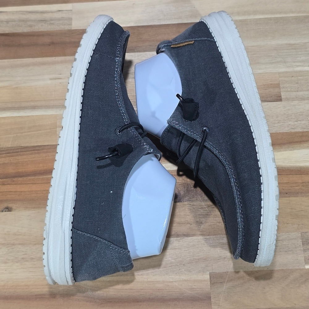 Hey Dude Wendy Chambray Off Black Loafers Shoes Women's Size 8 Comfort Slip On - Picture 15 of 16